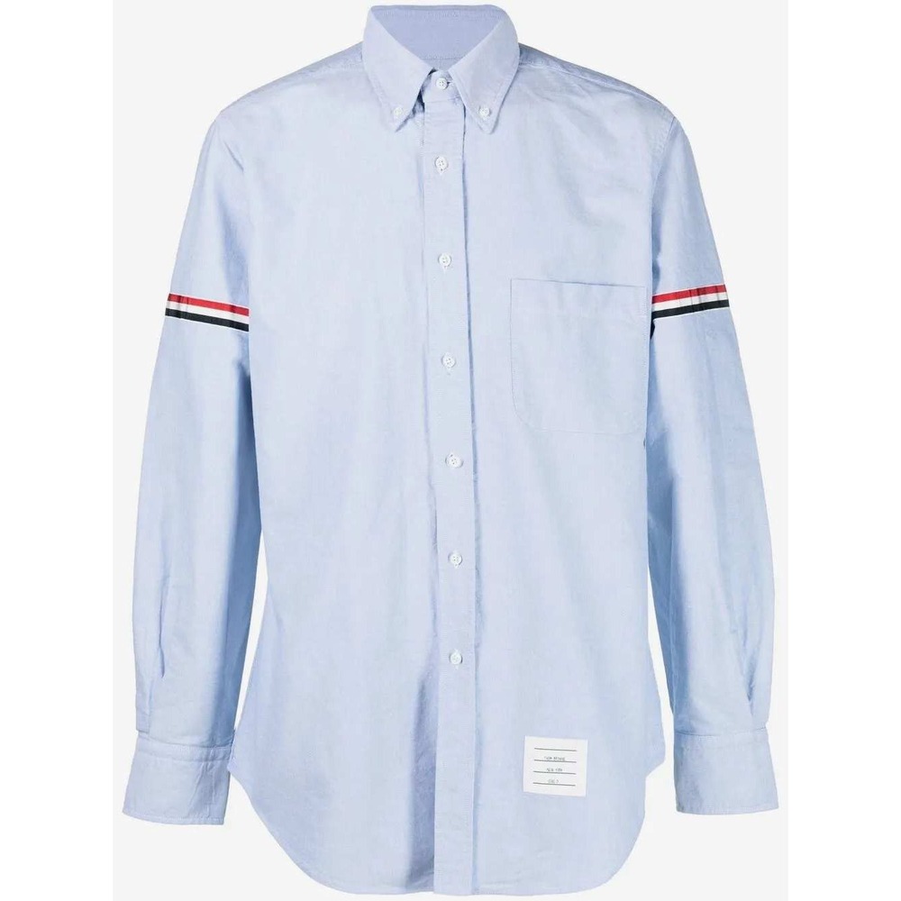 Thom Browne Light Blue Oxford Classic Fit Shirt RWB Armbands MWL150E-06177 Sz 3